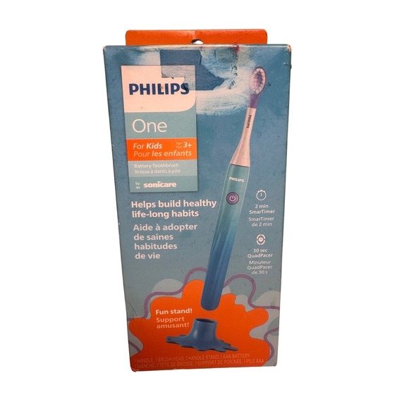 Philips One For Kids Battery Toothbrush Ages 3+ Sonicare Blue NEW - Picture 1 of 3